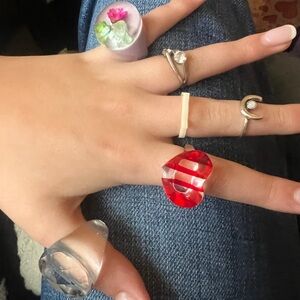7 vintage a modern rings - silver, stone, resin, lucite, acrylic and more